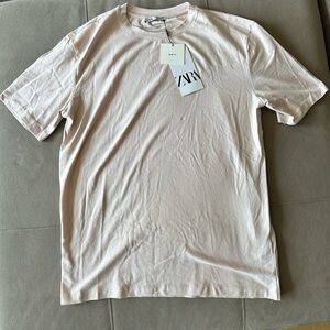 Zara Men’s Salmon T shirt Slim Fit NEW Size Large NEW